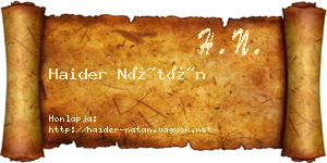 Haider Nátán névjegykártya